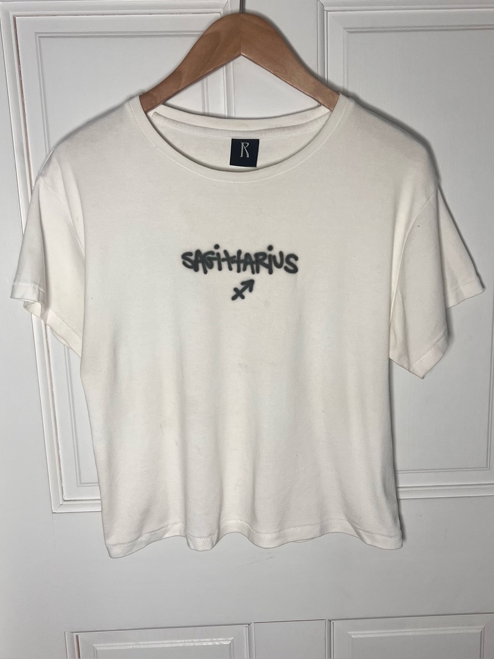 White 'Sagittarius' Graphic Crop Tee